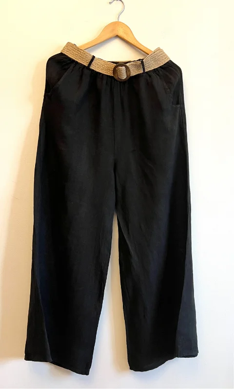 Flava Keten Pantolon Siyah